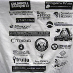 T-shirts covered in event sponsors!